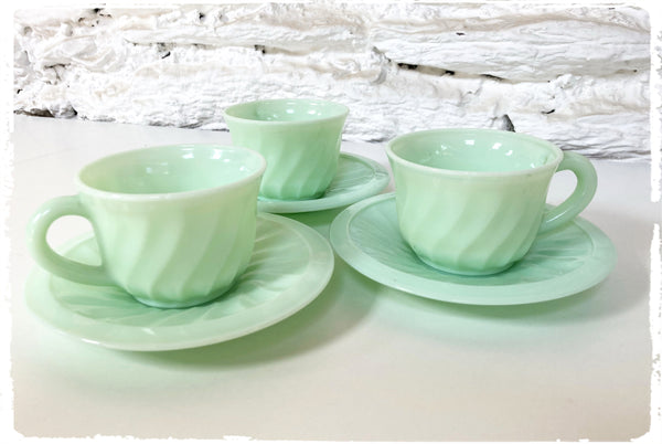 Tasses à Café Années 50 Vert Pastel Mint