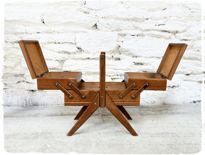 Travailleuse Vintage Chêne et Formica Pieds Compas Manufrance
