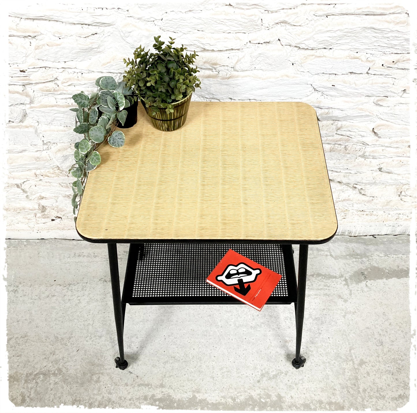 Trolley Desserte Roulante Vintage Pieds Compas Métal Perforé