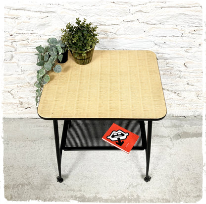 Trolley Desserte Roulante Vintage Pieds Compas Métal Perforé