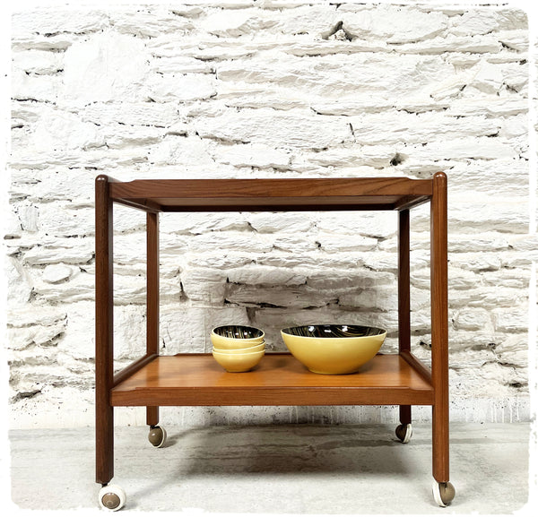 Trolley Desserte Roulante Vintage Scandinave en Teck