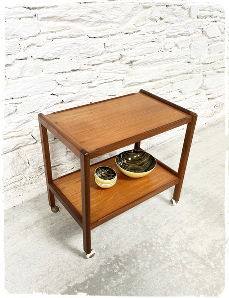 Trolley Desserte Roulante Vintage Scandinave en Teck