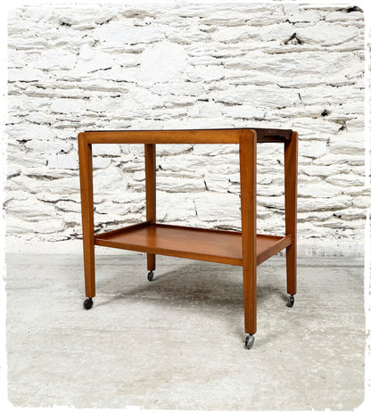 Trolley Desserte Roulante Vintage Scandinave en Teck et Formica