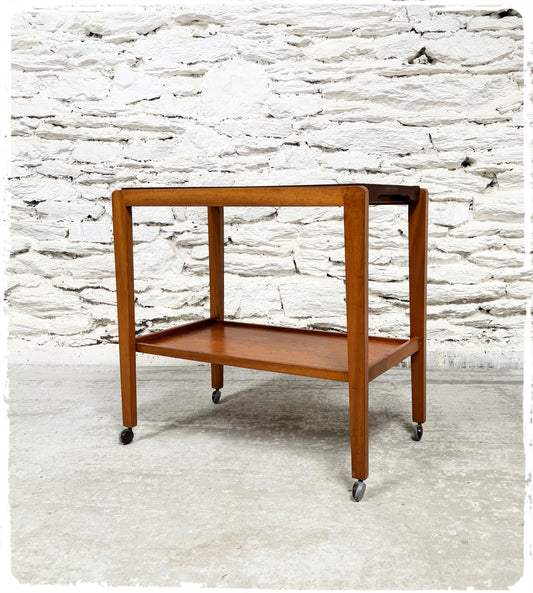 Trolley Desserte Roulante Vintage Scandinave en Teck et Formica