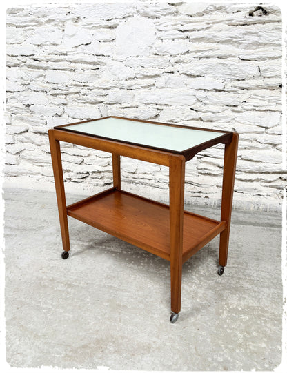 Trolley Desserte Roulante Vintage Scandinave en Teck et Formica