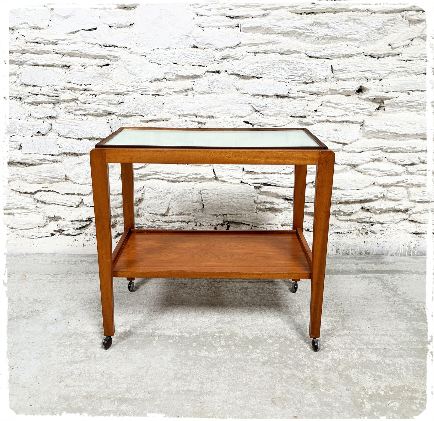 Trolley Desserte Roulante Vintage Scandinave en Teck et Formica