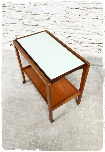 Trolley Desserte Roulante Vintage Scandinave en Teck et Formica