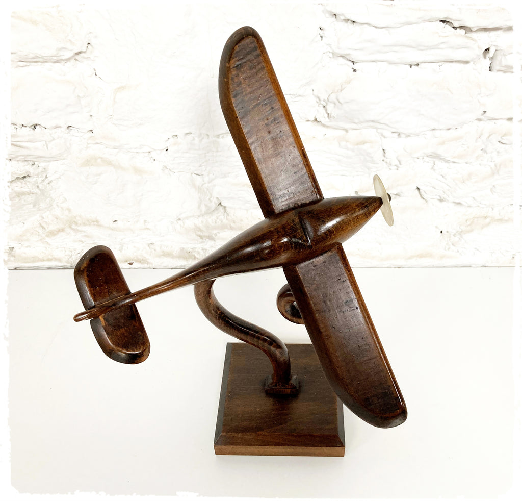 Ancienne Maquette Avion Sculptée Vintage en Bois – Atelier OOMPA