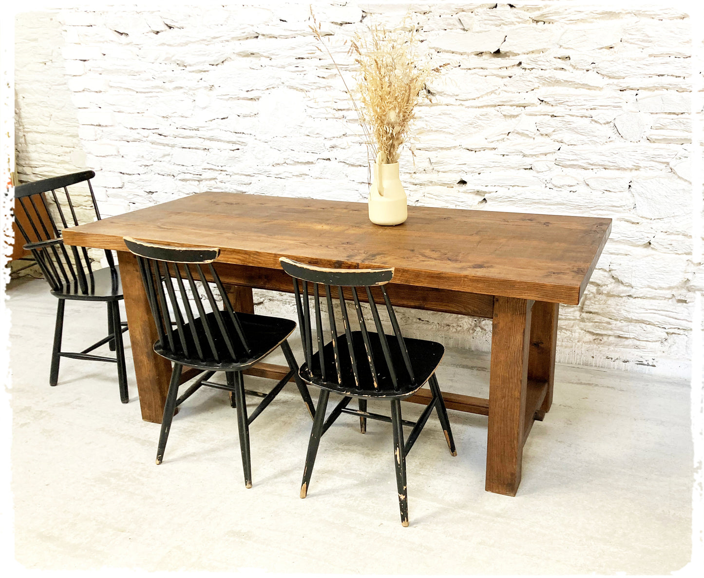 Ancienne Table de Ferme Vintage Bois Massif