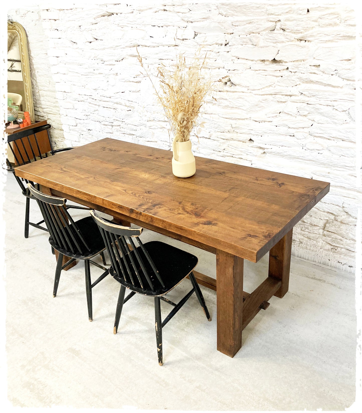 Ancienne Table de Ferme Vintage Bois Massif