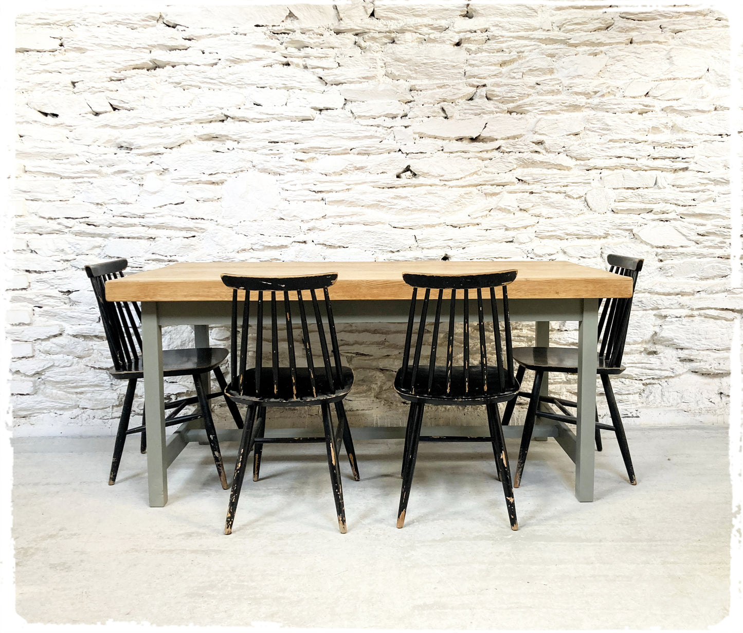 Ancienne Table de Ferme Vintage en Chêne Massif