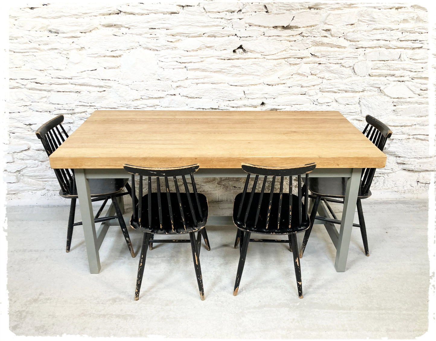 Ancienne Table de Ferme Vintage en Chêne Massif