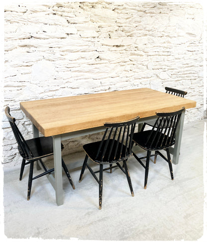 Ancienne Table de Ferme Vintage en Chêne Massif