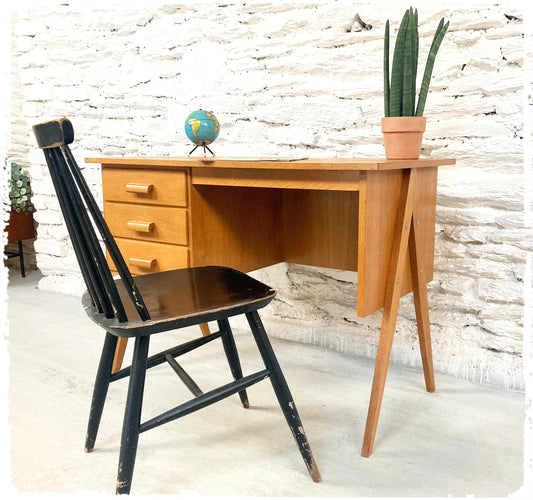 Bureau Vintage Pieds Compas Bois Doré