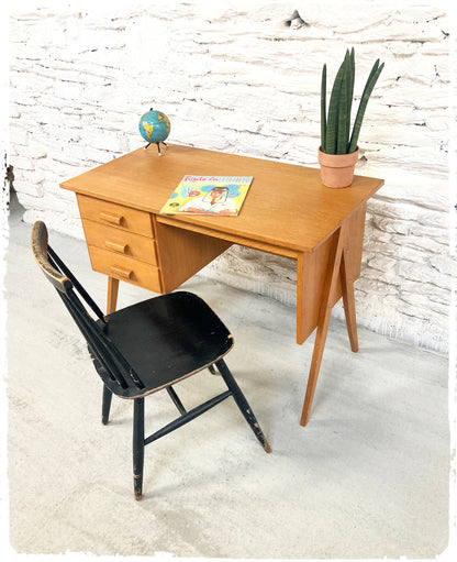 Bureau Vintage Pieds Compas Bois Doré
