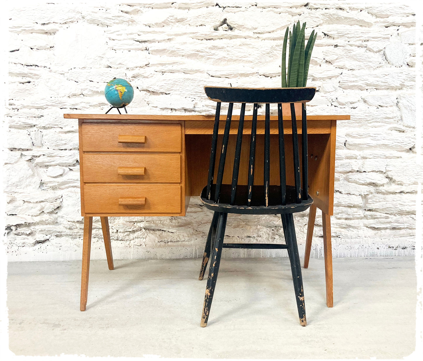 Bureau Vintage Pieds Compas Bois Doré
