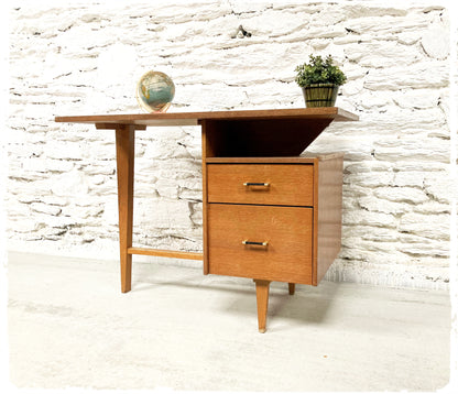 Bureau Vintage Tripode Forme Libre Années 50 Bois Doré