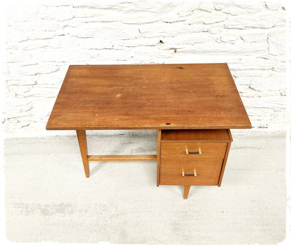 Bureau Vintage Tripode Forme Libre Années 50 Bois Doré