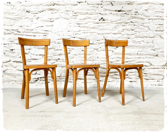 Chaise Bistrot Vintage Baumann Modèle 155 Bois Doré