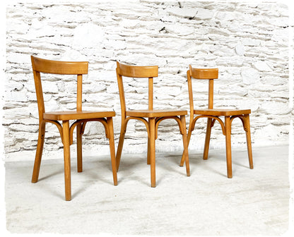 Chaise Bistrot Vintage Baumann Modèle 155 Bois Doré