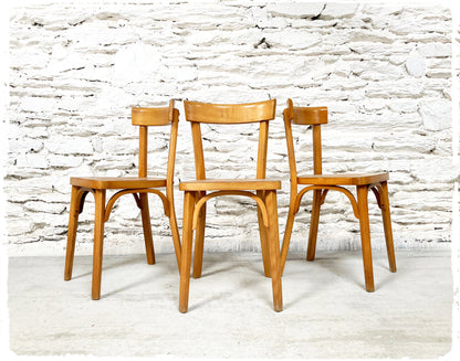 Chaise Bistrot Vintage Baumann Modèle 155 Bois Doré