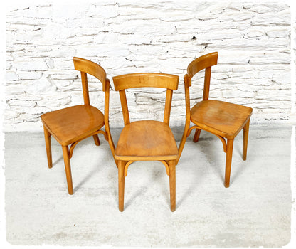 Chaise Bistrot Vintage Baumann Modèle 155 Bois Doré