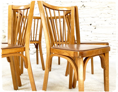 Suite de 6 Chaises Bistrot Vintage Baumann Modèle "53"