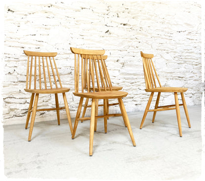 Suite de 4 Chaises Vintage Pieds Compas Thonet