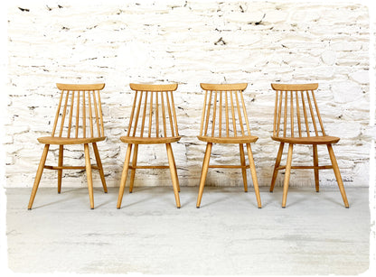 Suite de 4 Chaises Vintage Pieds Compas Thonet
