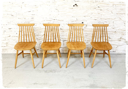 Suite de 4 Chaises Vintage Pieds Compas Thonet