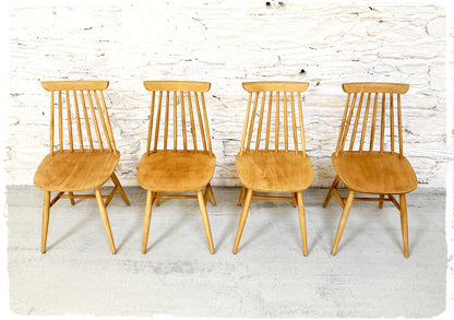Suite de 4 Chaises Vintage Pieds Compas Thonet