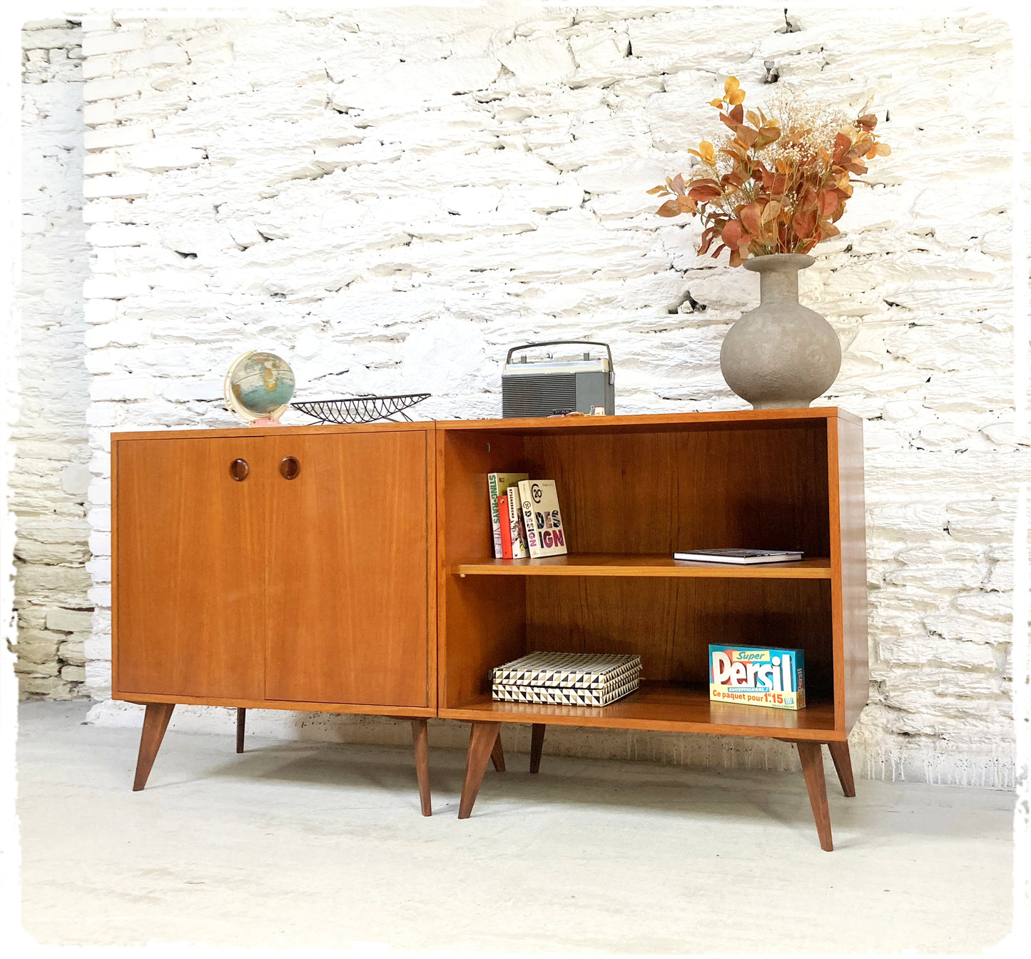 Enfilade Vintage Style Scandinave Modulable en Teck