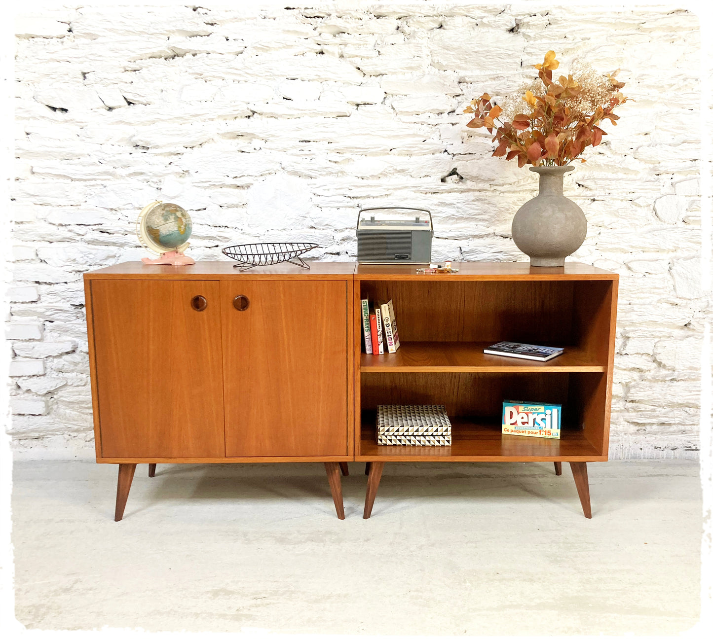 Enfilade Vintage Style Scandinave Modulable en Teck
