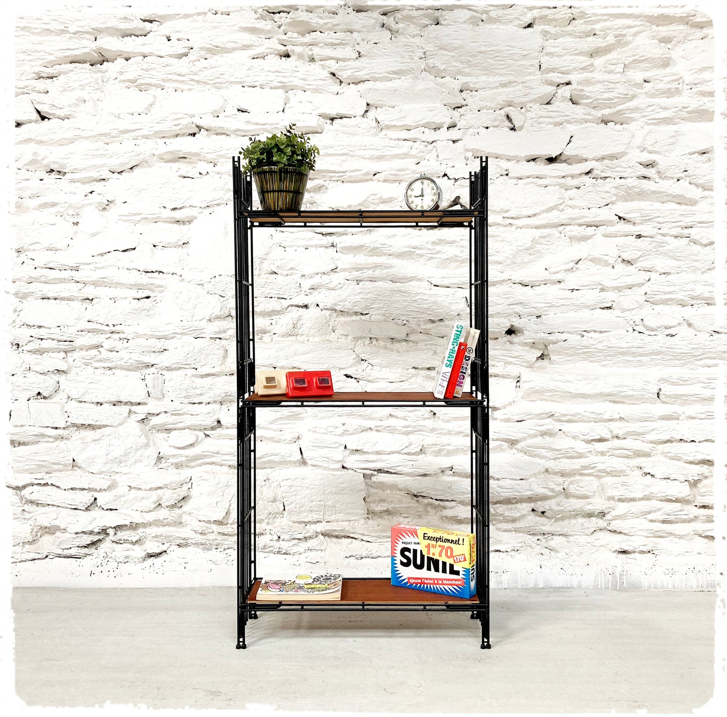 Étagère Petite Bibliothèque Vintage en Métal et Bois Style String