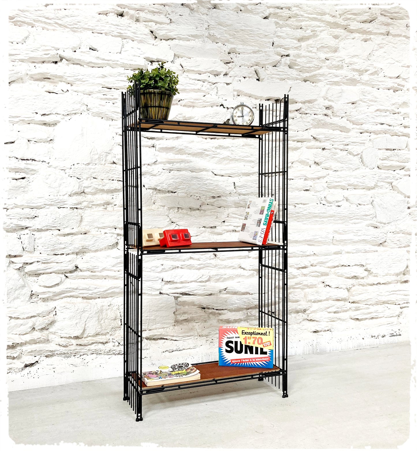 Étagère Petite Bibliothèque Vintage en Métal et Bois Style String