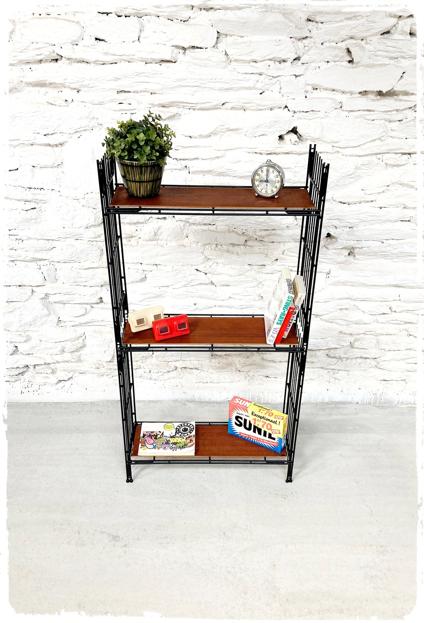 Étagère Petite Bibliothèque Vintage en Métal et Bois Style String