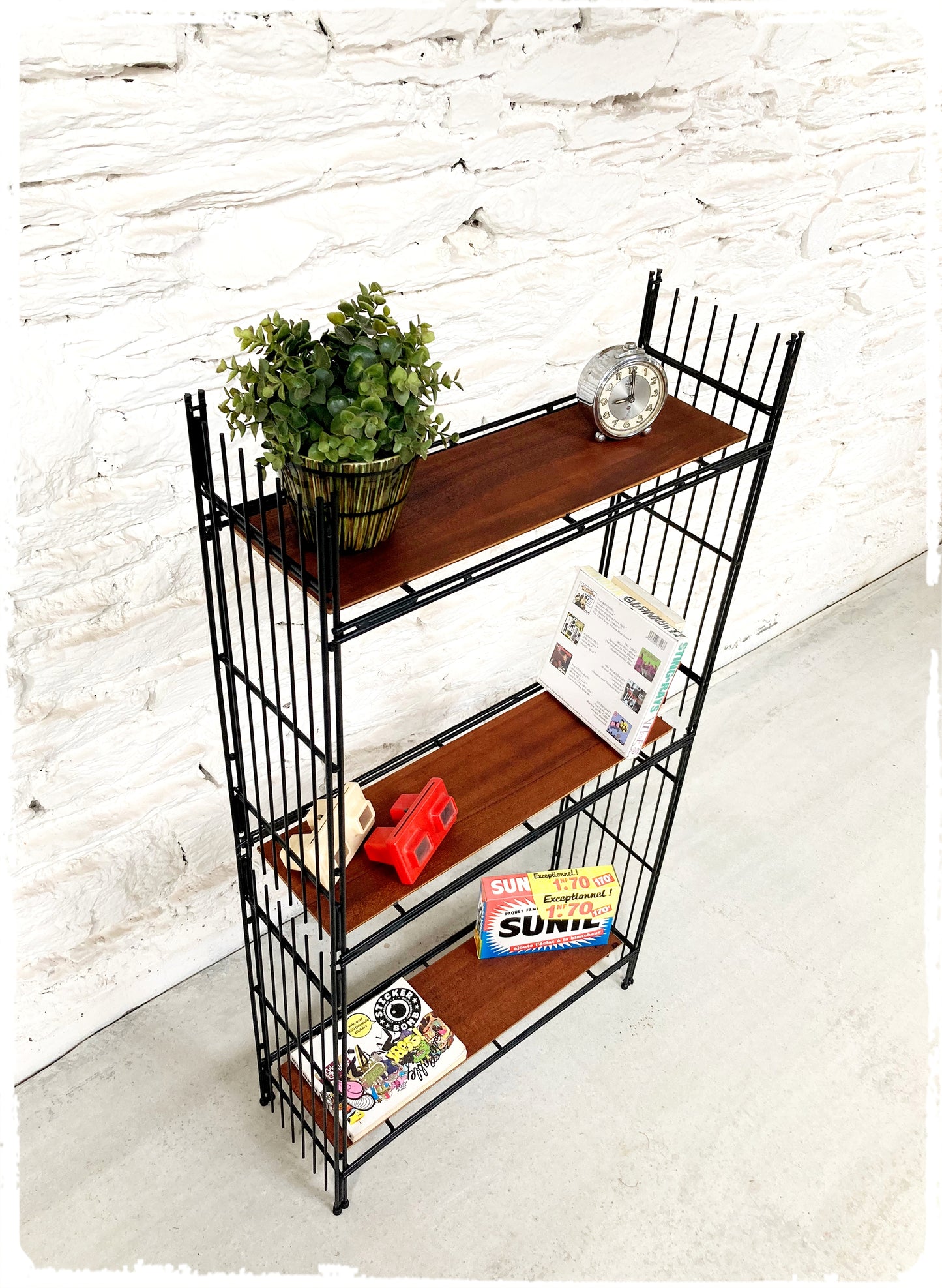 Étagère Petite Bibliothèque Vintage en Métal et Bois Style String