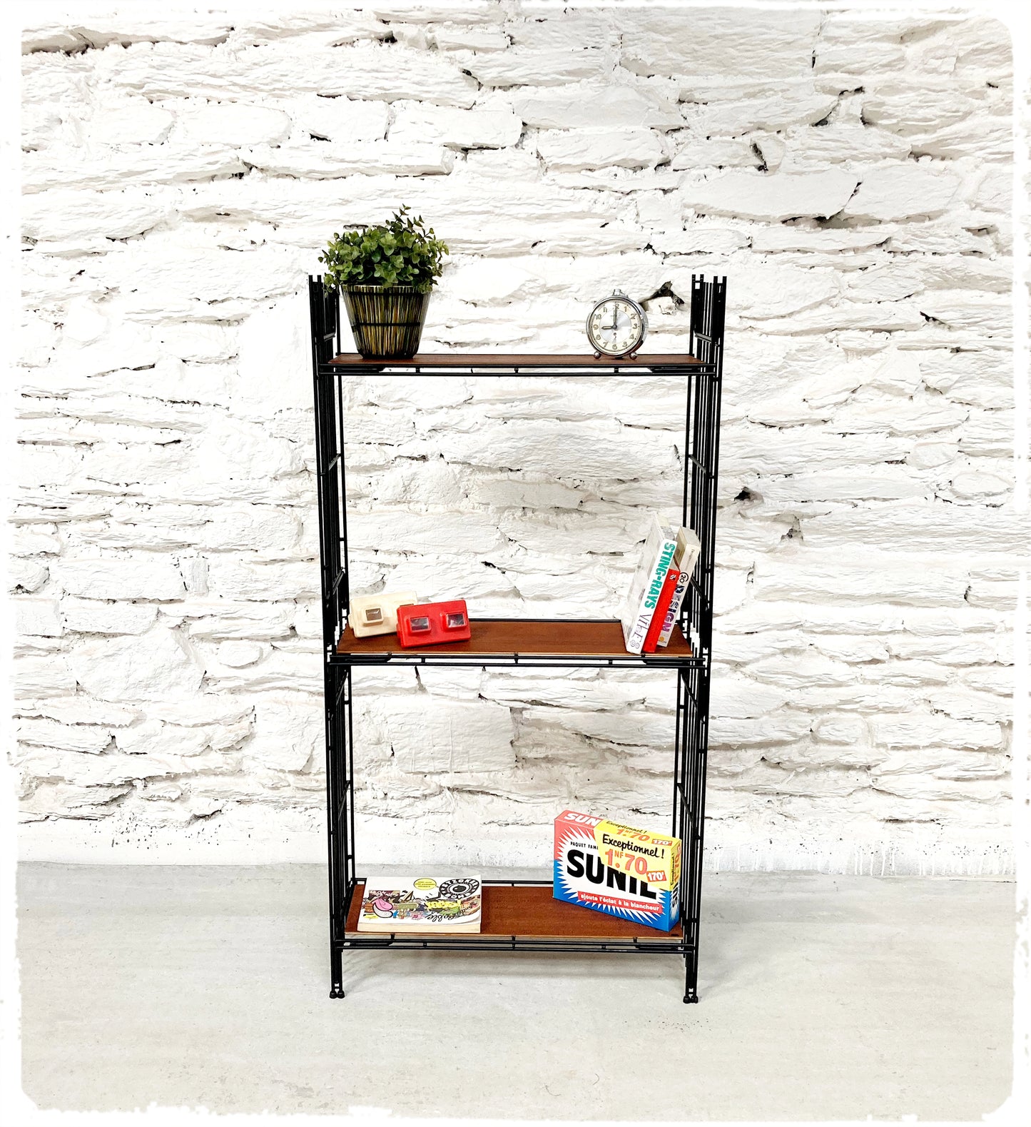 Étagère Petite Bibliothèque Vintage en Métal et Bois Style String