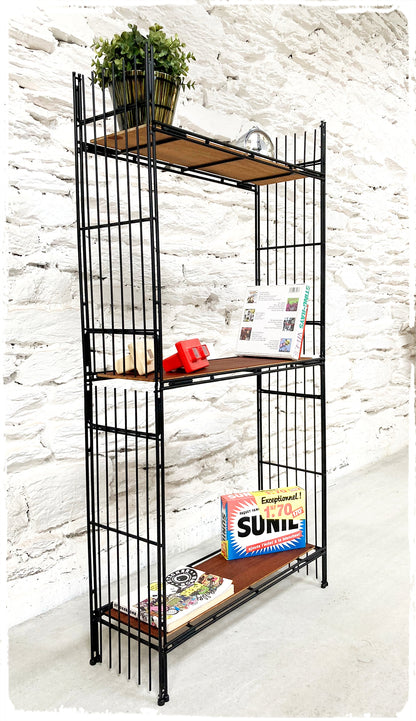 Étagère Petite Bibliothèque Vintage en Métal et Bois Style String