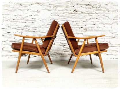 Fauteuil Vintage Thonet Accoudoirs Boomerang Pieds Compas