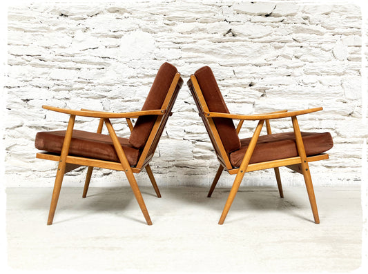 Fauteuil Vintage Thonet Accoudoirs Boomerang Pieds Compas