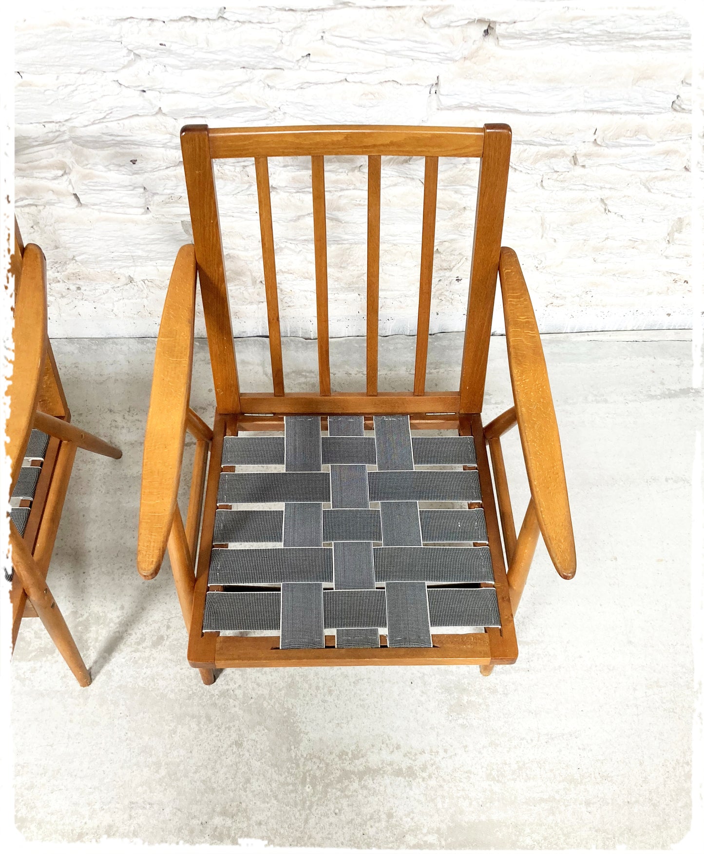 Fauteuil Vintage Thonet Accoudoirs Boomerang Pieds Compas