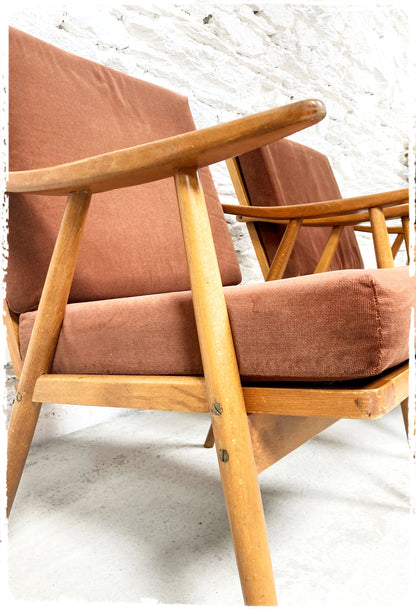 Fauteuil Vintage Thonet Accoudoirs Boomerang Pieds Compas