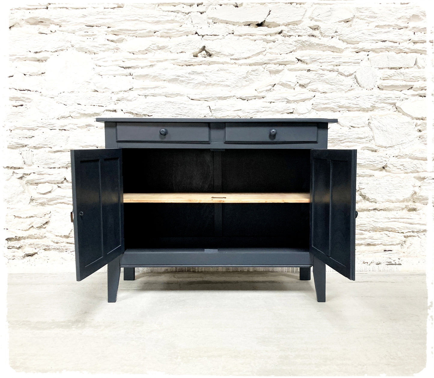 Grand Buffet Parisien Bas Vintage Gris Foncé