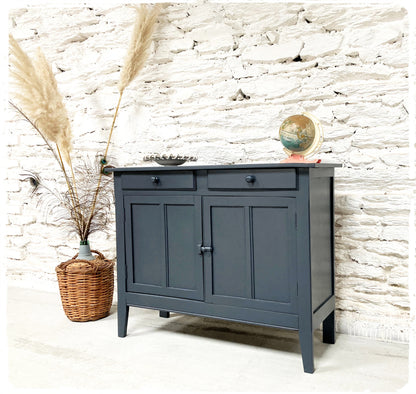 Grand Buffet Parisien Bas Vintage Gris Foncé