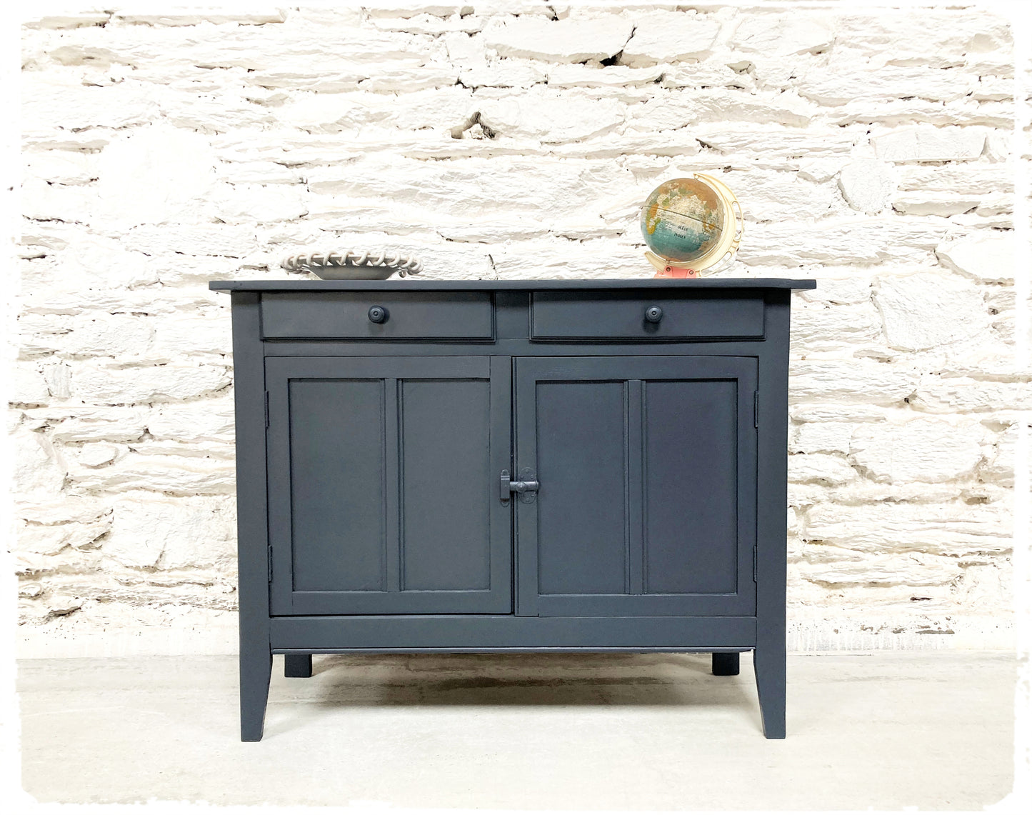Grand Buffet Parisien Bas Vintage Gris Foncé