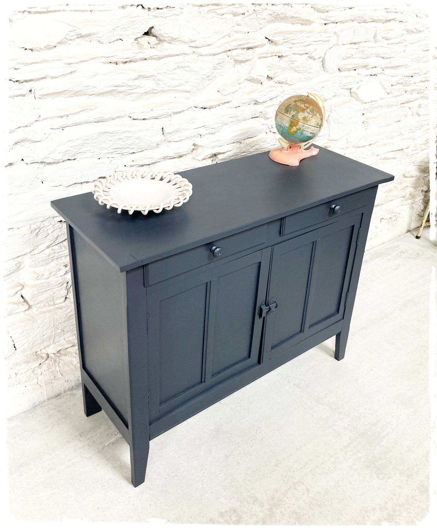 Grand Buffet Parisien Bas Vintage Gris Foncé