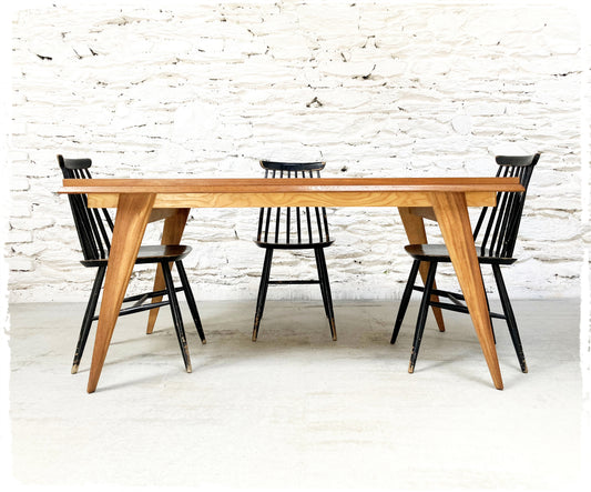 Grande Table à Manger Vintage Pieds Compas Extensible