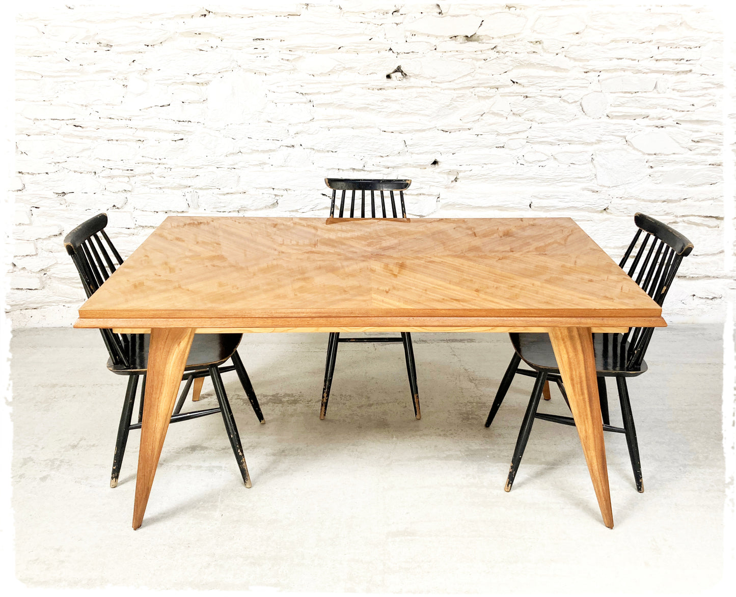 Grande Table à Manger Vintage Pieds Compas Extensible