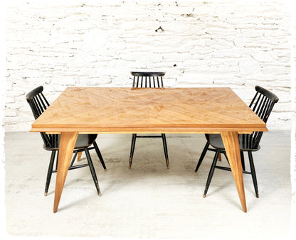 Grande Table à Manger Vintage Pieds Compas Extensible